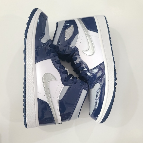 Jordan 1 Retro High Golf Patent Midnight Navy Sneakers DQ0660-100| M 8.5 / W 10 - Picture 11 of 17